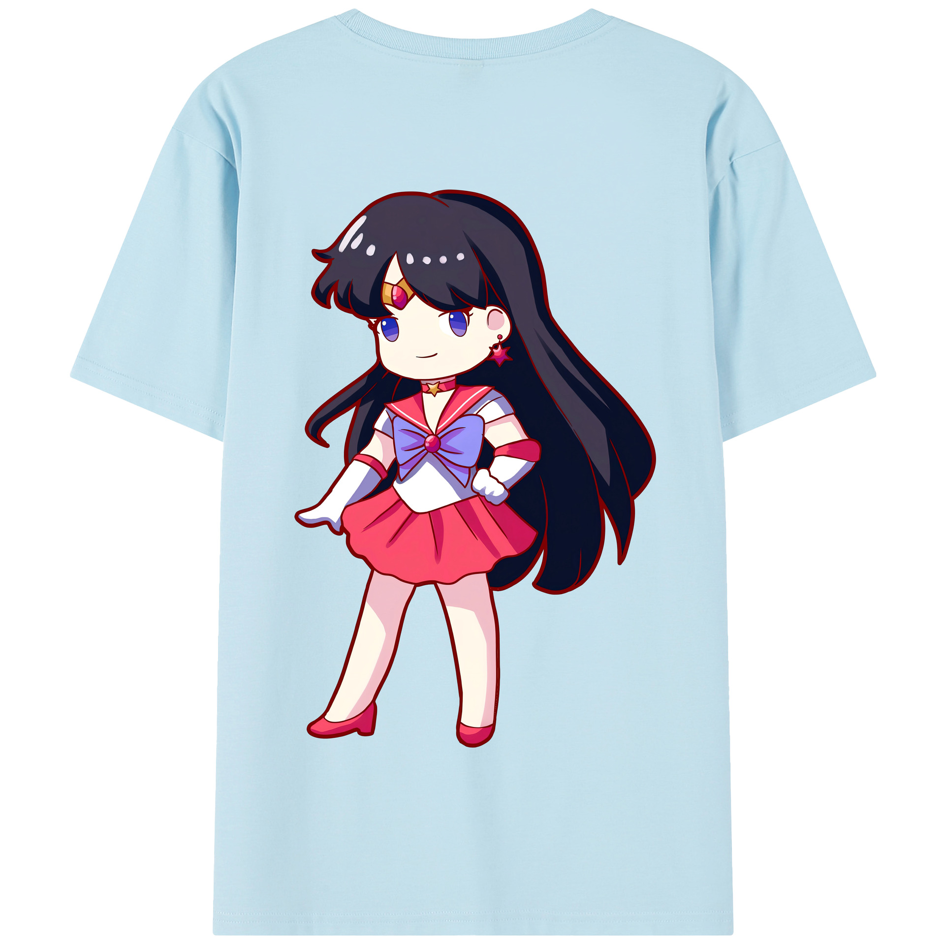 （画像用） 美少女戦士セーラームーン 火野レイ ひの レイ Sailor Moon Hino Rei （セーラーマーズ,Sailor Mars） 綿100％半袖Tシャツ（背面プリント）